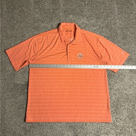 Nike Dri-Fit Golf SS Polo Shirt Orange Striped Men’s Large L FitDry Front Logo - Picture 7 of 7